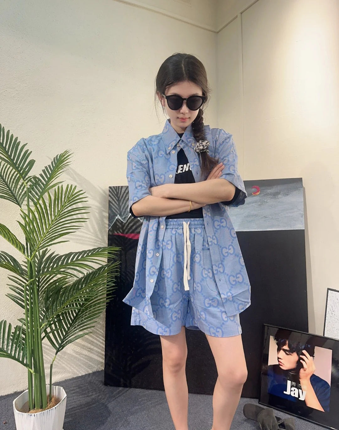 Chemise en jean à logo Gucci