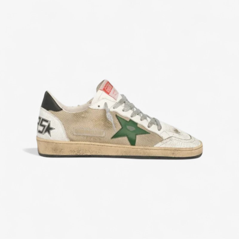 GOLDEN GOOSE Ball Star Sneakers In Leather And Mesh With Black Heel Tab