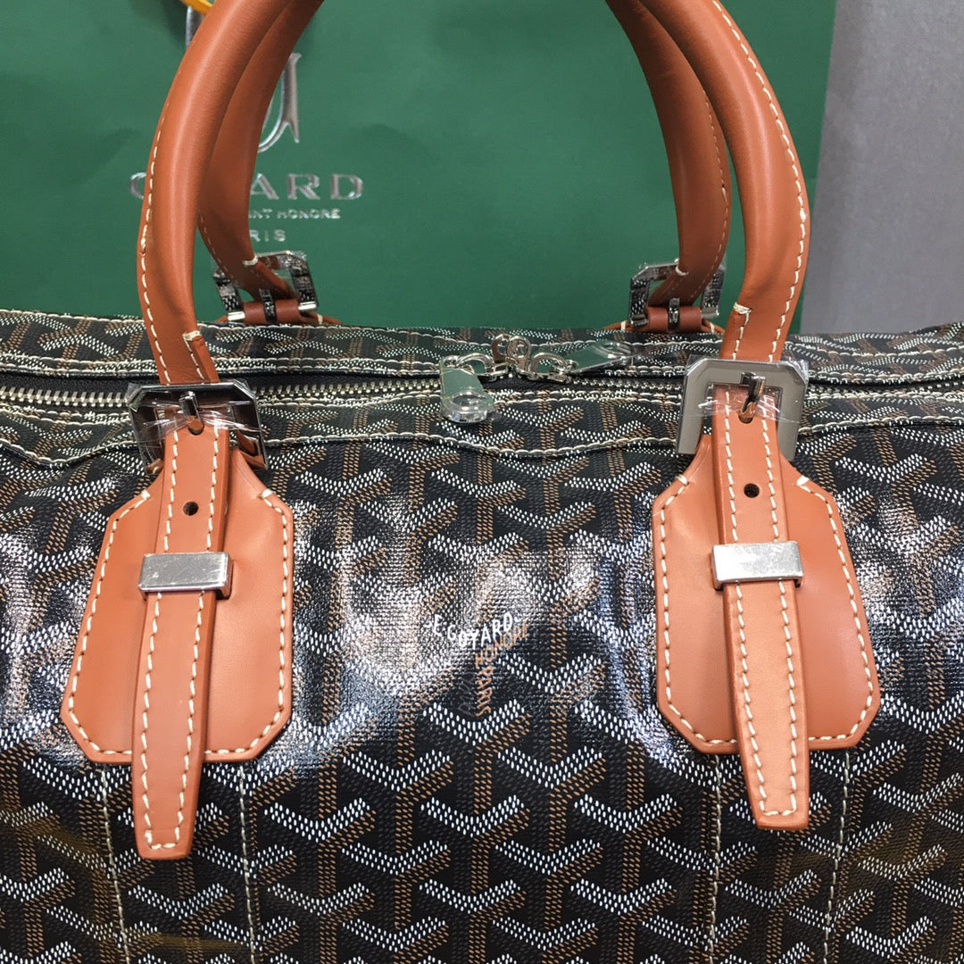 GOYARD BOSTON 50 TRAVEL BAG BLACK & TAN